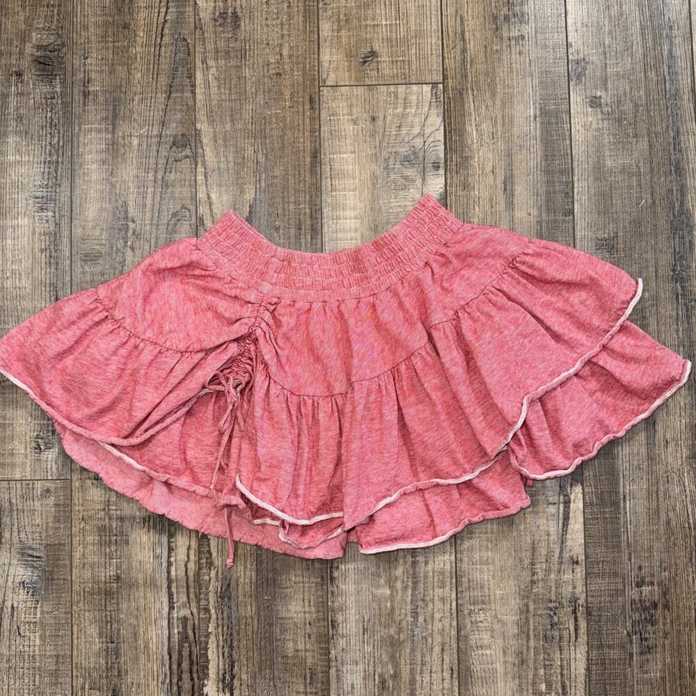 Paper Wings Girls Red Ruffle Skirt Organic Cotton Boho Cottagecore Size 7